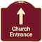Signmission Designer Series-Church Entrance Ahead W/ Up Arrow Burgungy Heavy-Gauge Alum, 18" x 18", BU-1818-9991 A-DES-BU-1818-9991 - alternate 1
